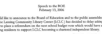 Speech to the Board of Education