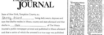 Affidavit of Publication in The Ithaca Journal