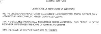 Certificate of Inspectors of Elections